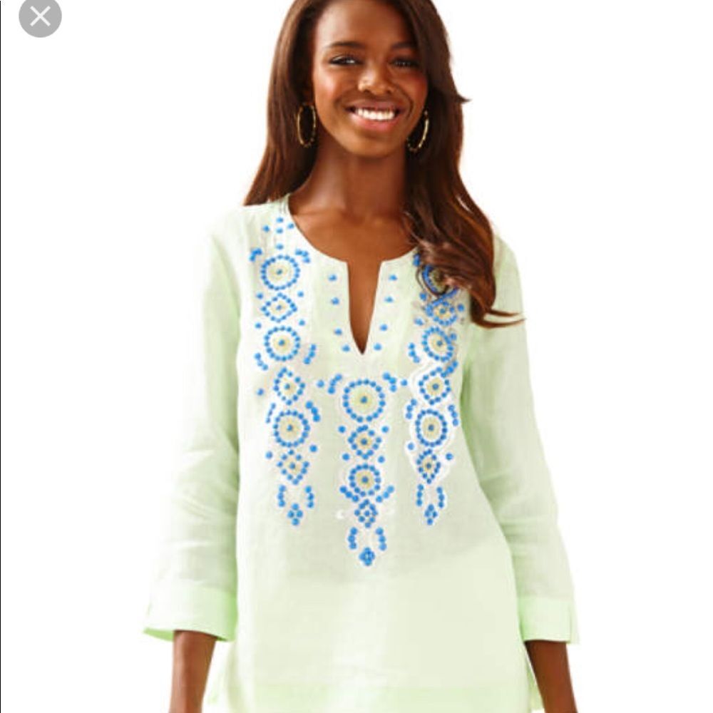 Lilly Pulitzer Amelia Island Beaded Tunic Sz S